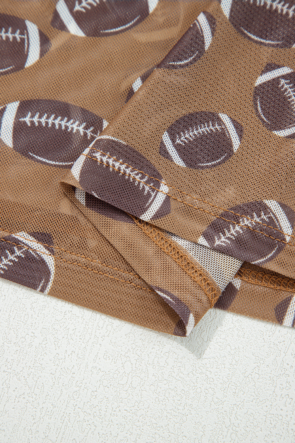 Brown Game Day Rugby Mesh Sheer Long Sleeve Top-Tops/Long Sleeve Tops-[Adult]-[Female]-2022 Online Blue Zone Planet
