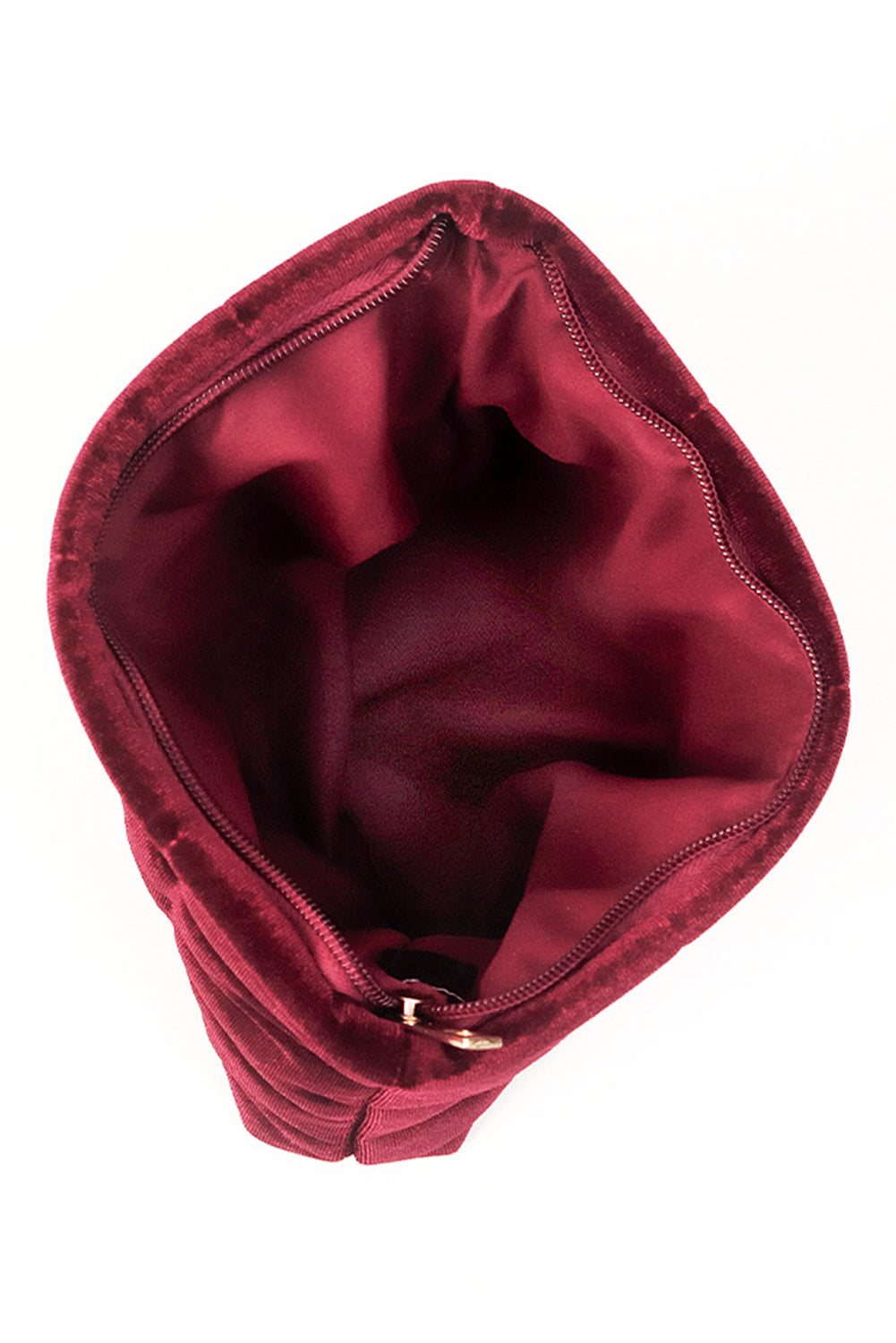 Burgundy Quilted Velour Zipper Makeup Bag-Bags-[Adult]-[Female]-Burgundy-ONE SIZE-2022 Online Blue Zone Planet