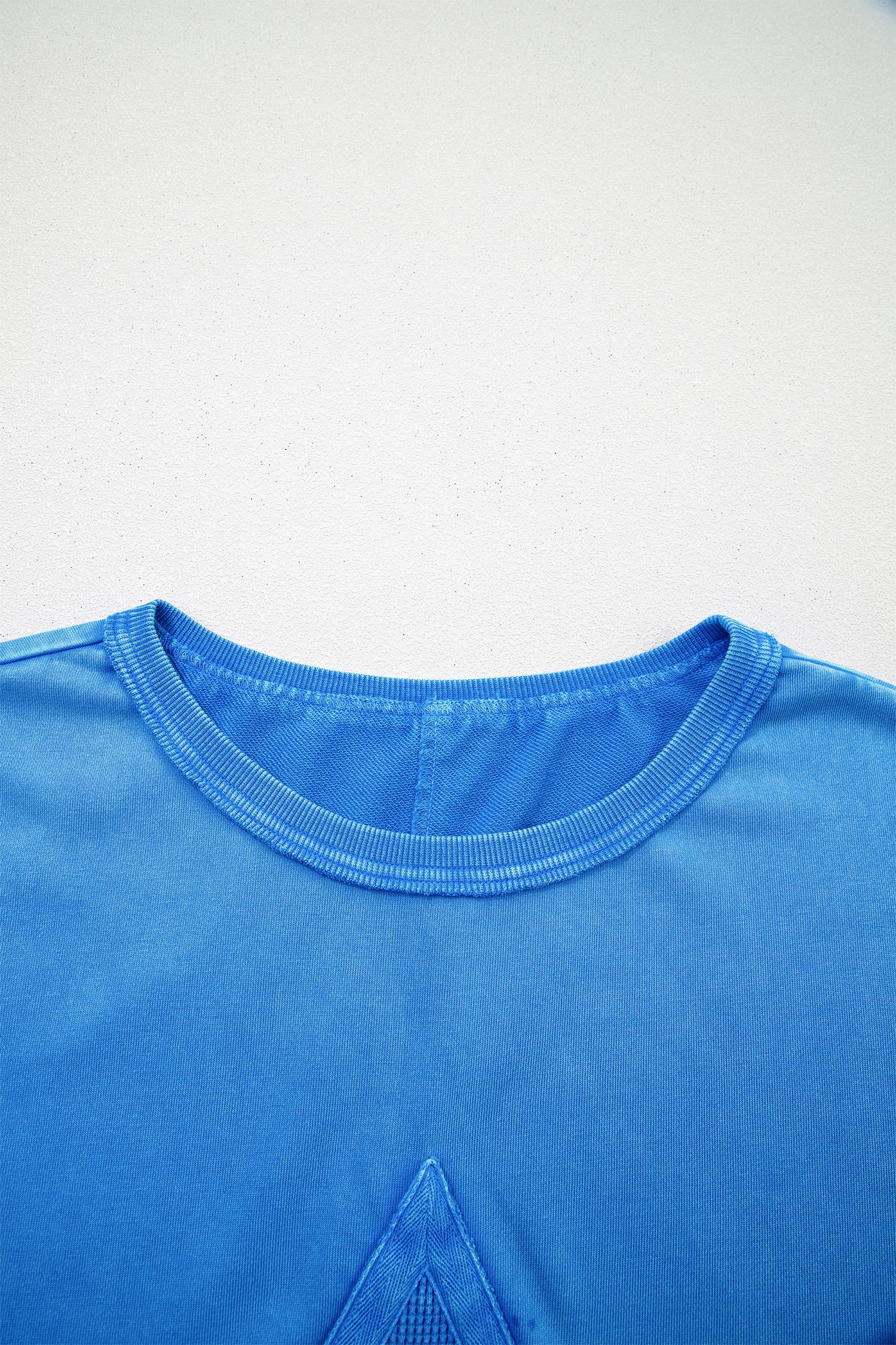 Blue Mineral Wash Star Mesh Patchwork Oversize Tee-Tops/Tops & Tees-[Adult]-[Female]-2022 Online Blue Zone Planet