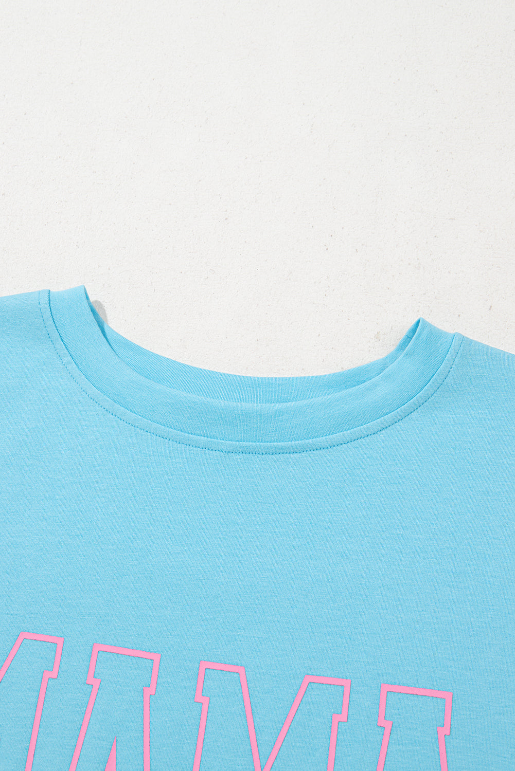Light Blue Mama Letter Graphic Neon T Shirt-Tops/Tops & Tees-[Adult]-[Female]-2022 Online Blue Zone Planet