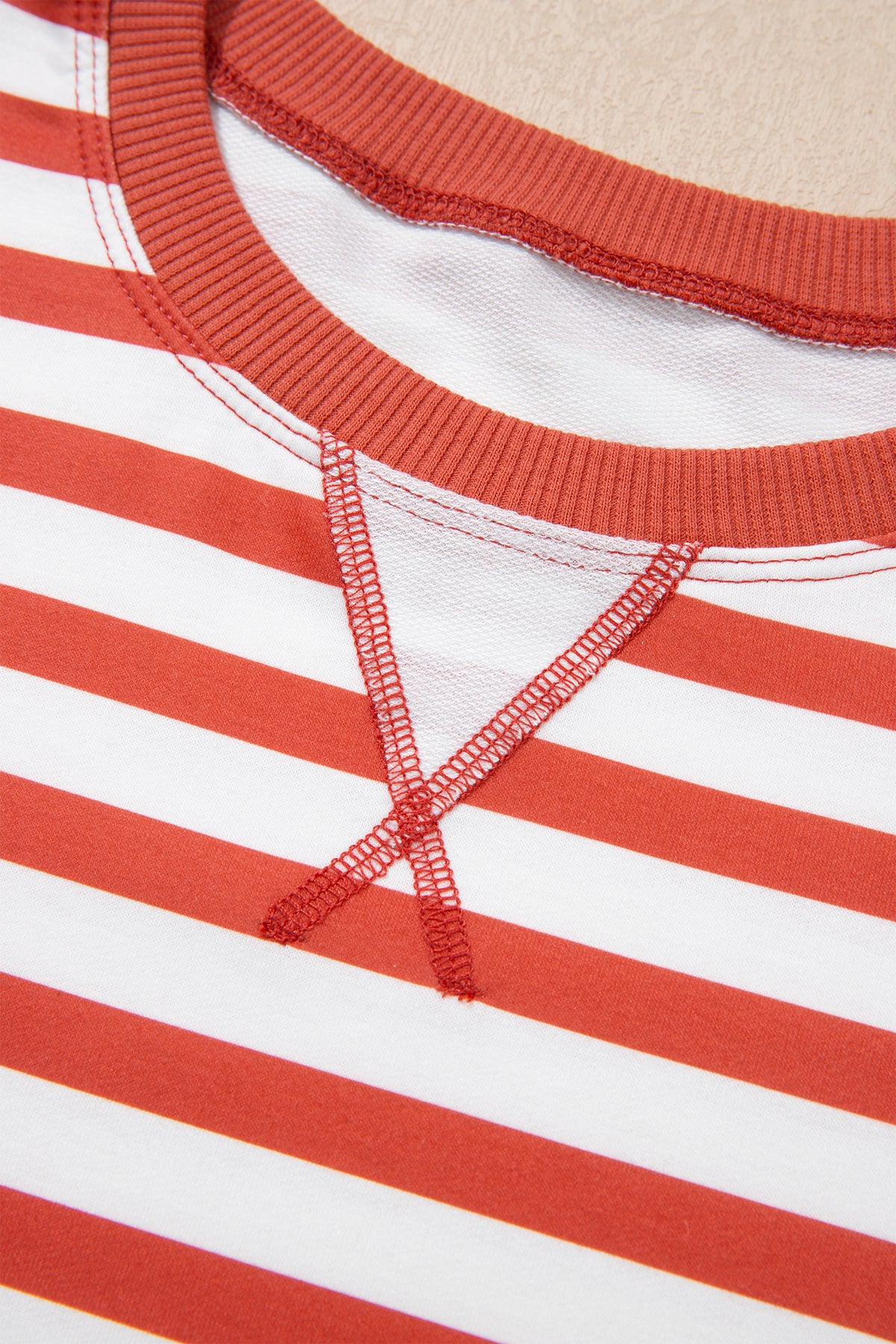 Orange Stripe Short Bubble Sleeve T Shirt-Tops/Tops & Tees-[Adult]-[Female]-2022 Online Blue Zone Planet