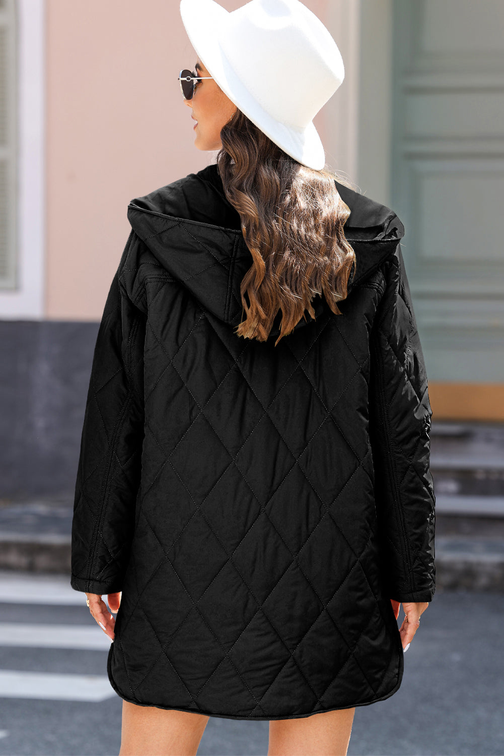 Blue Zone Planet | Snap Down Long Sleeve Quilted Winter Coat-TOPS / DRESSES-[Adult]-[Female]-2022 Online Blue Zone Planet