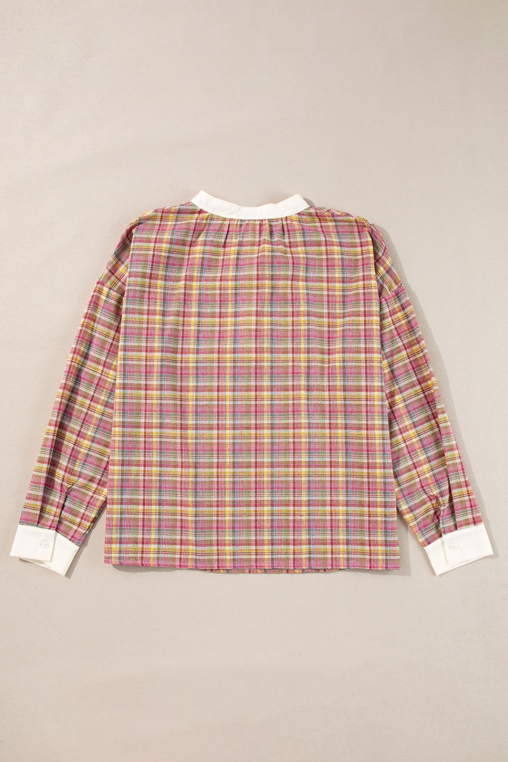 Mulit-Color Plaid Round Neck Long Sleeve Blouse-TOPS / DRESSES-[Adult]-[Female]-2022 Online Blue Zone Planet