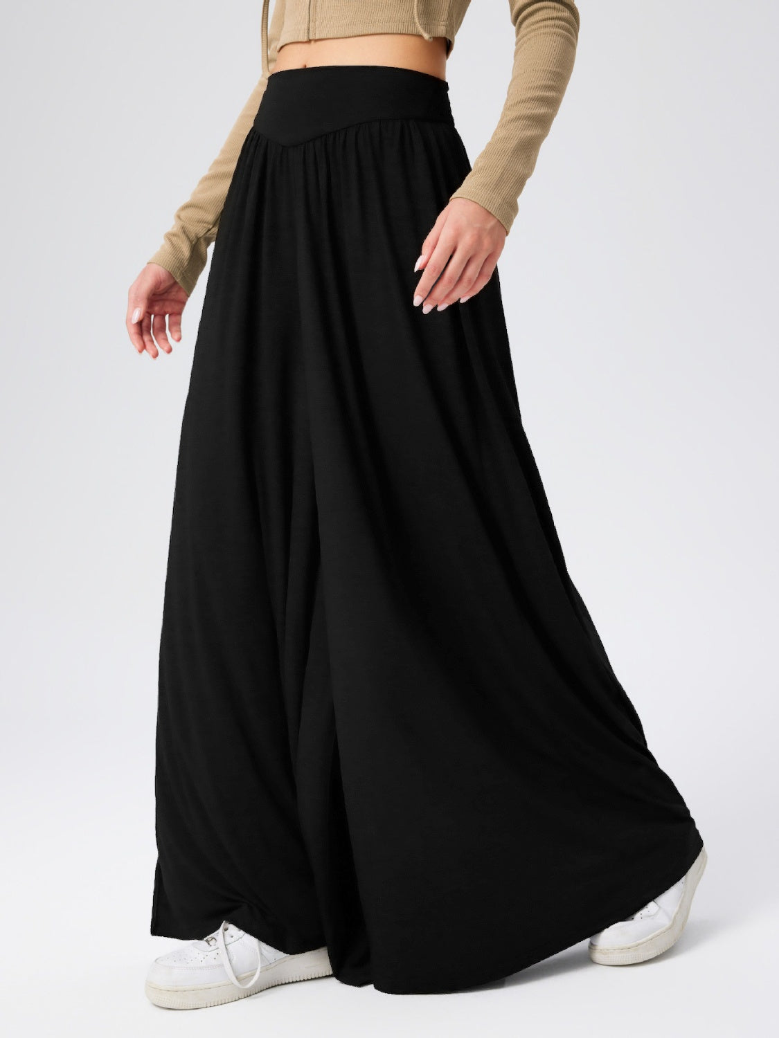 High Waist Wide Leg Pants-BOTTOMS SIZES SMALL MEDIUM LARGE-[Adult]-[Female]-2022 Online Blue Zone Planet