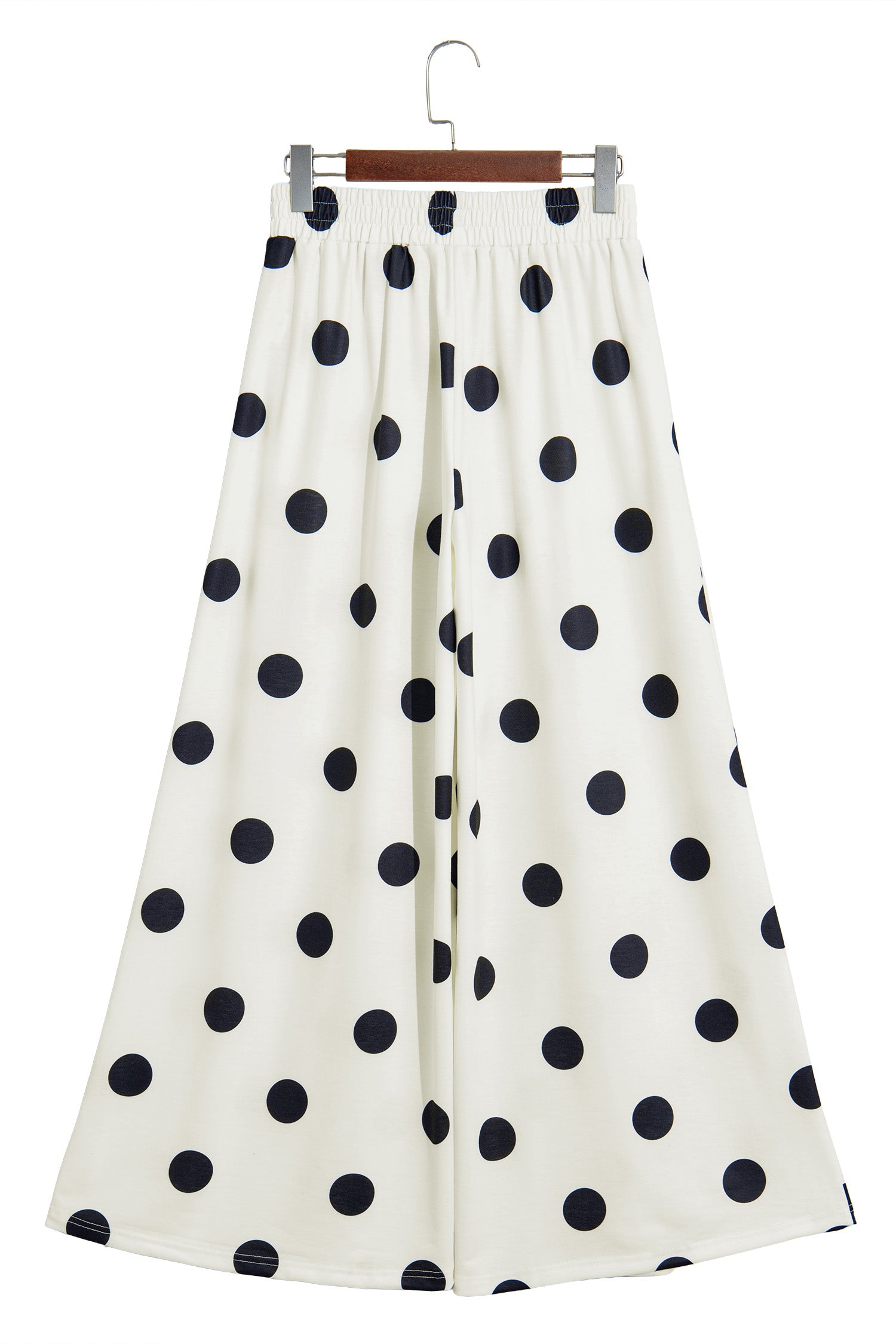 Brown Polka Dot Wide Leg Elastic Waist Casual Pants-Bottoms/Pants & Culotte-[Adult]-[Female]-2022 Online Blue Zone Planet
