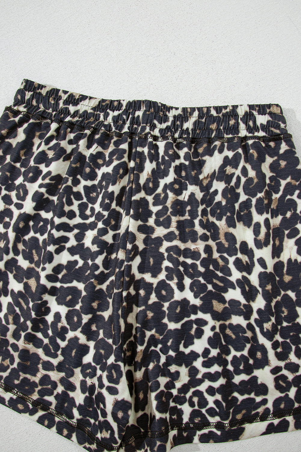 Black Cheetah Printed Casual Tee and Shorts Lounge Set-Loungewear & Sleepwear/Loungewear-[Adult]-[Female]-2022 Online Blue Zone Planet