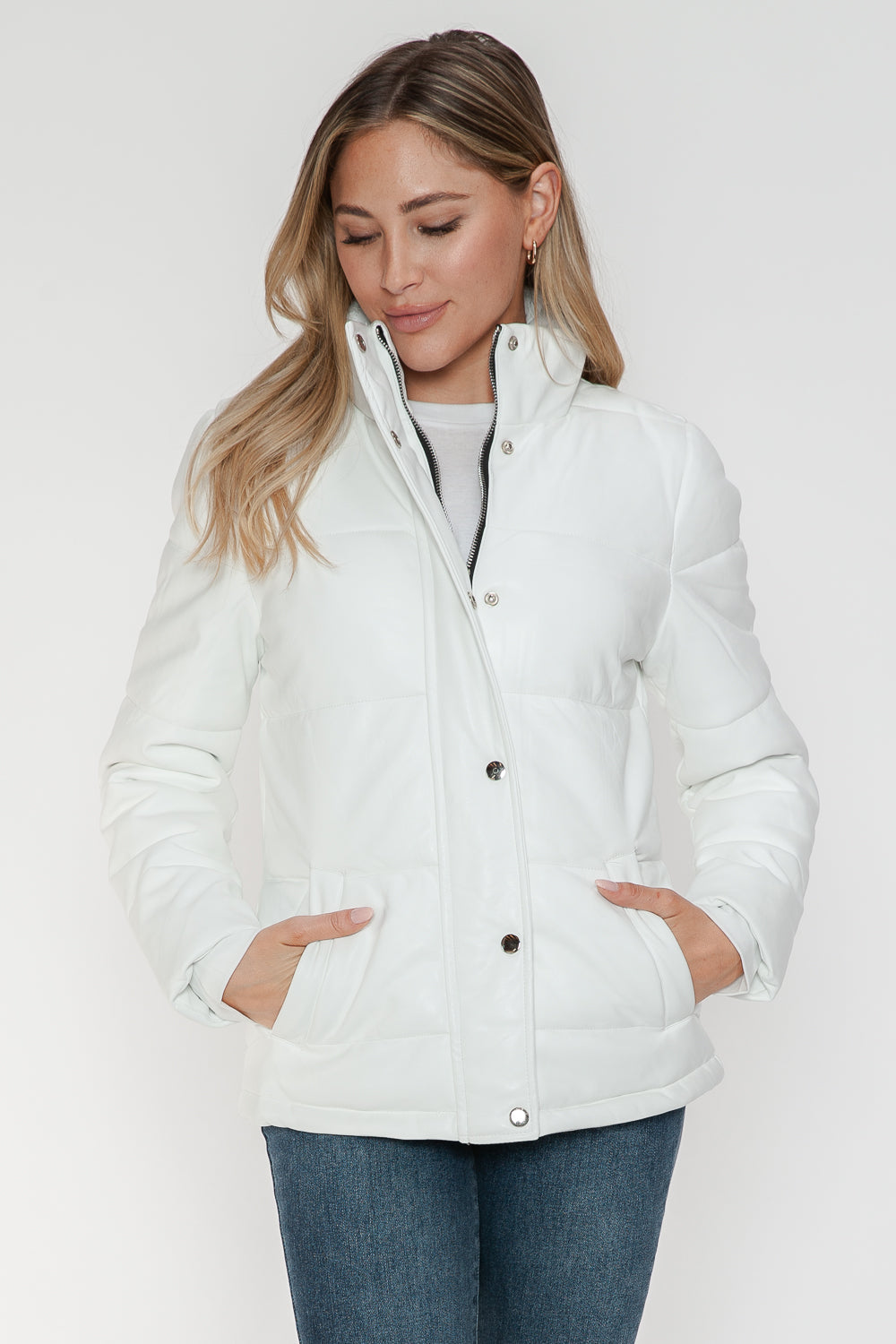 Blue Zone Planet | YMI Pocketed Zip Up Turtleneck Puffer Jacket-TOPS / DRESSES-[Adult]-[Female]-White-S-2022 Online Blue Zone Planet