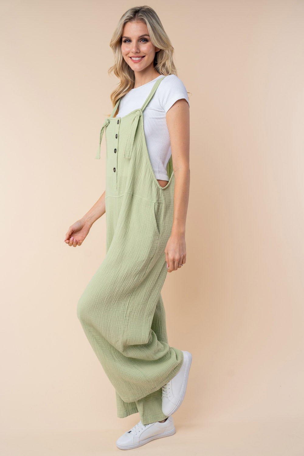 Blue Zone Planet | White Birch Texture Sleeveless Wide Leg Jumpsuit-TOPS / DRESSES-[Adult]-[Female]-2022 Online Blue Zone Planet