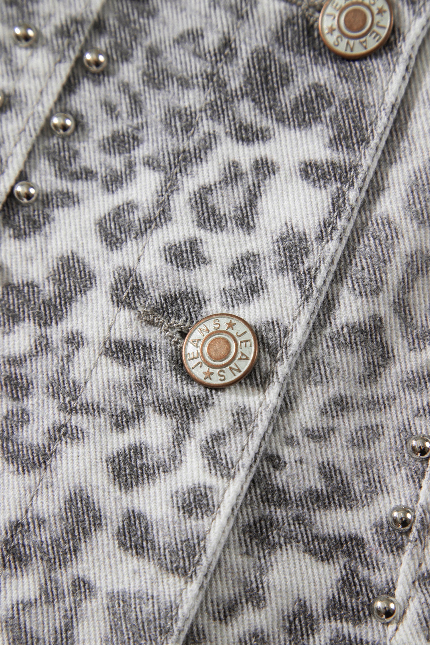 Khaki Leopard Print Studded Collar Studded Patch Pocket Denim Jacket-Outerwear/Denim jackets-[Adult]-[Female]-2022 Online Blue Zone Planet