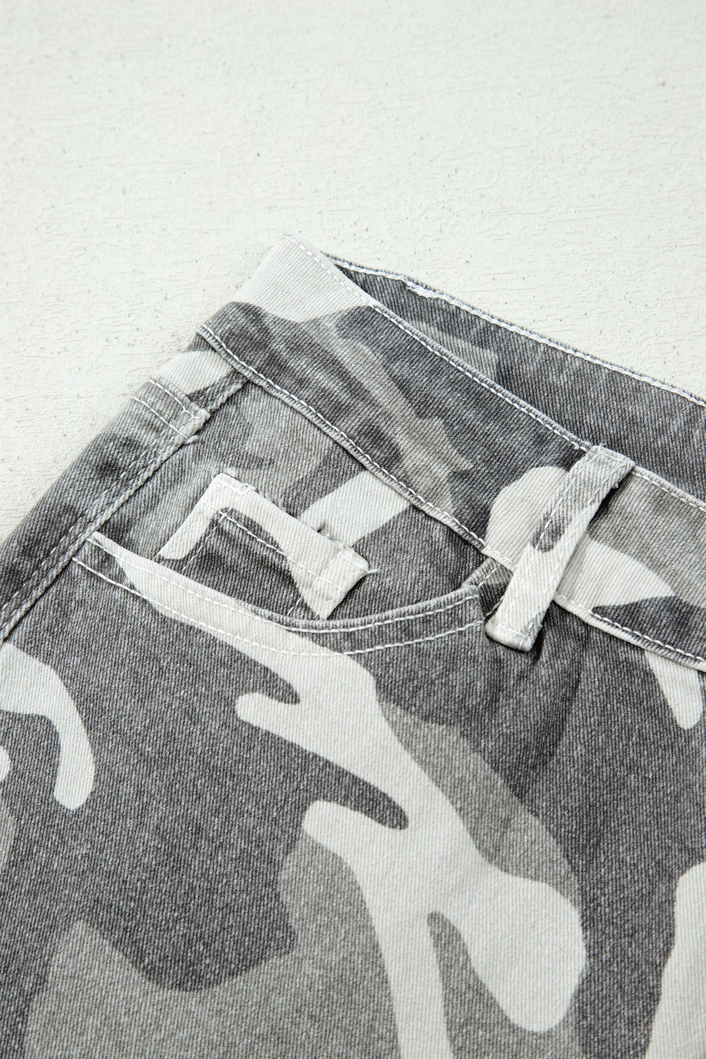 Green Camo Pattern Cotton Denim Shift Jeans-Bottoms/Jeans-[Adult]-[Female]-2022 Online Blue Zone Planet