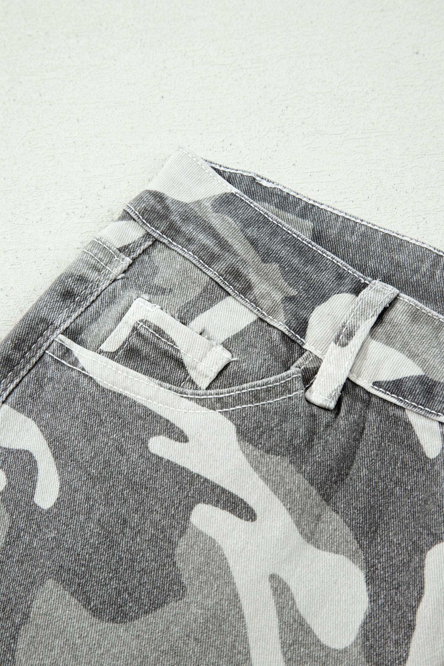 Green Camo Pattern Cotton Denim Shift Jeans-Bottoms/Jeans-[Adult]-[Female]-2022 Online Blue Zone Planet