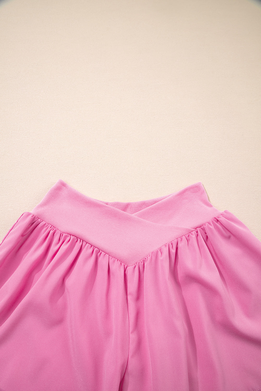 Bright Pink Crossed Waist Tiered Flowy Shorts-Bottoms/Casual Shorts-[Adult]-[Female]-2022 Online Blue Zone Planet