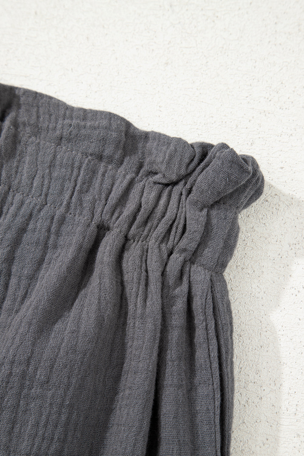 Dark Grey Cotton Gauze Paperbag Shorts-Bottoms/Casual Shorts-[Adult]-[Female]-2022 Online Blue Zone Planet