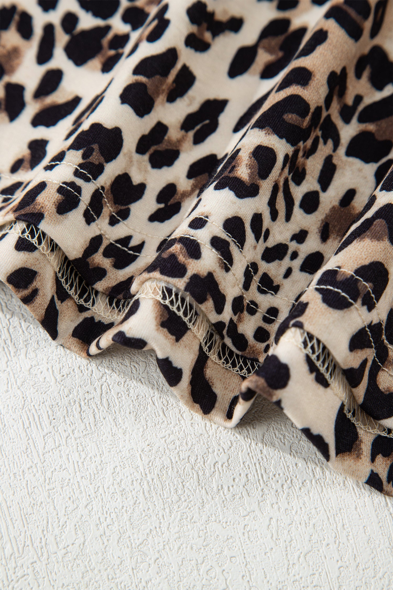 Brown Leopard Print Contrast Trim Round Neck Long Sleeve Top-Tops/Long Sleeve Tops-[Adult]-[Female]-2022 Online Blue Zone Planet