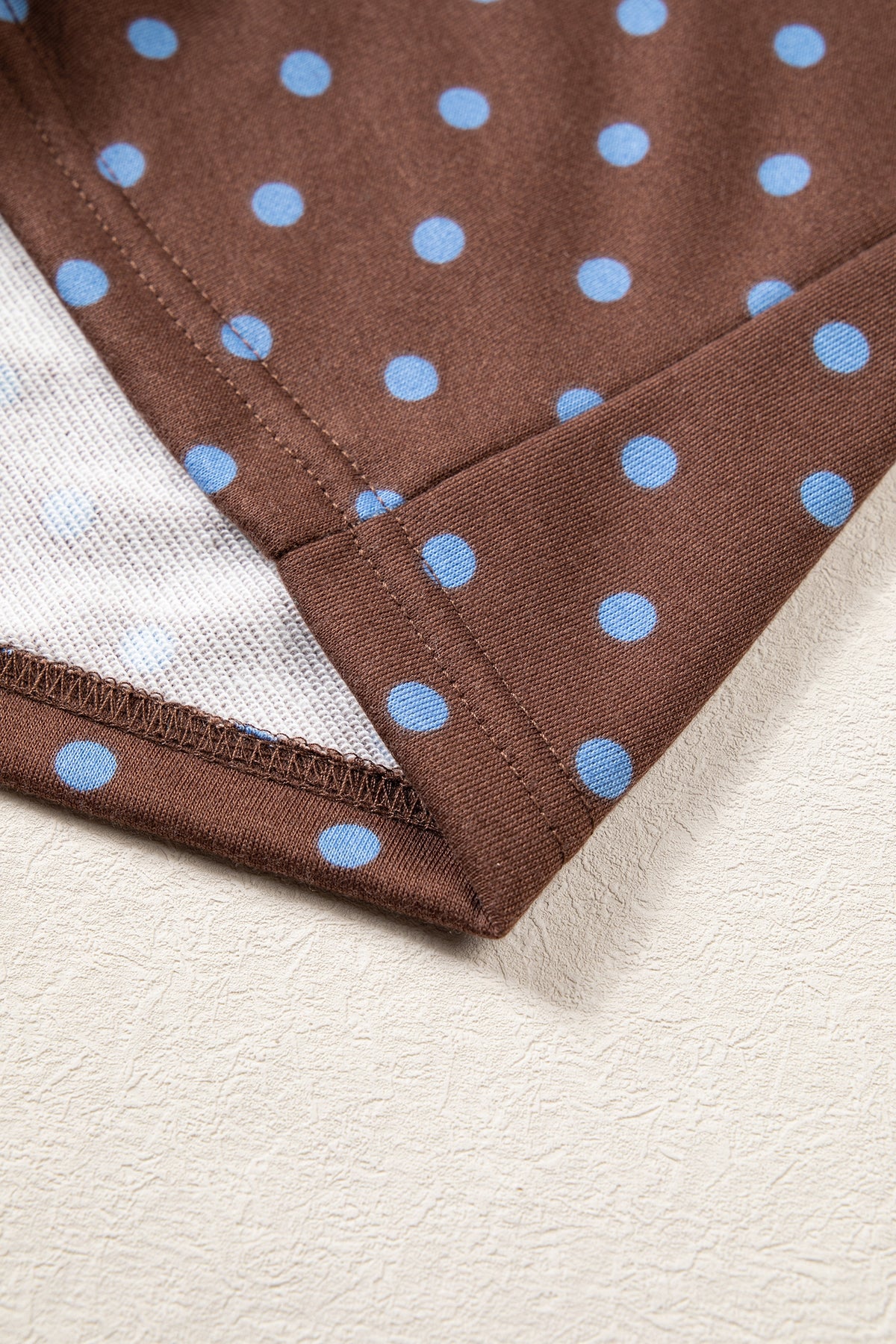 Brown Polka Dot Drawstring Wide Leg Long Sleeve Top Pant Set-Two Piece Sets/Pant Sets-[Adult]-[Female]-2022 Online Blue Zone Planet