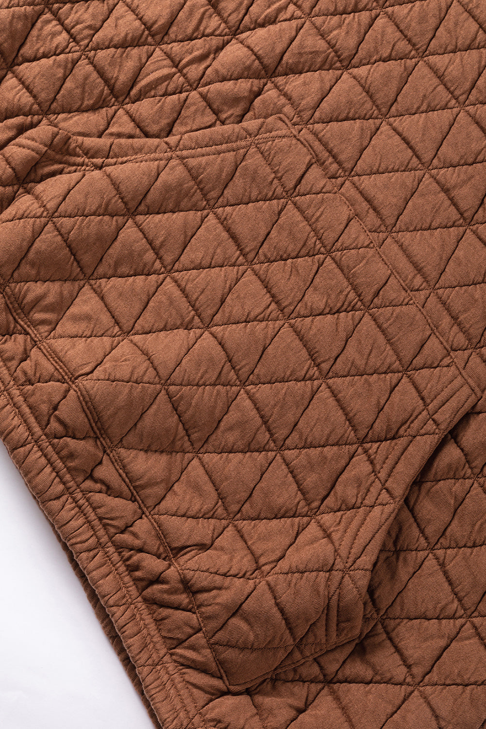 Coffee Solid Color Quilted Kangaroo Pocket Hoodie-Tops/Sweatshirts & Hoodies-[Adult]-[Female]-2022 Online Blue Zone Planet