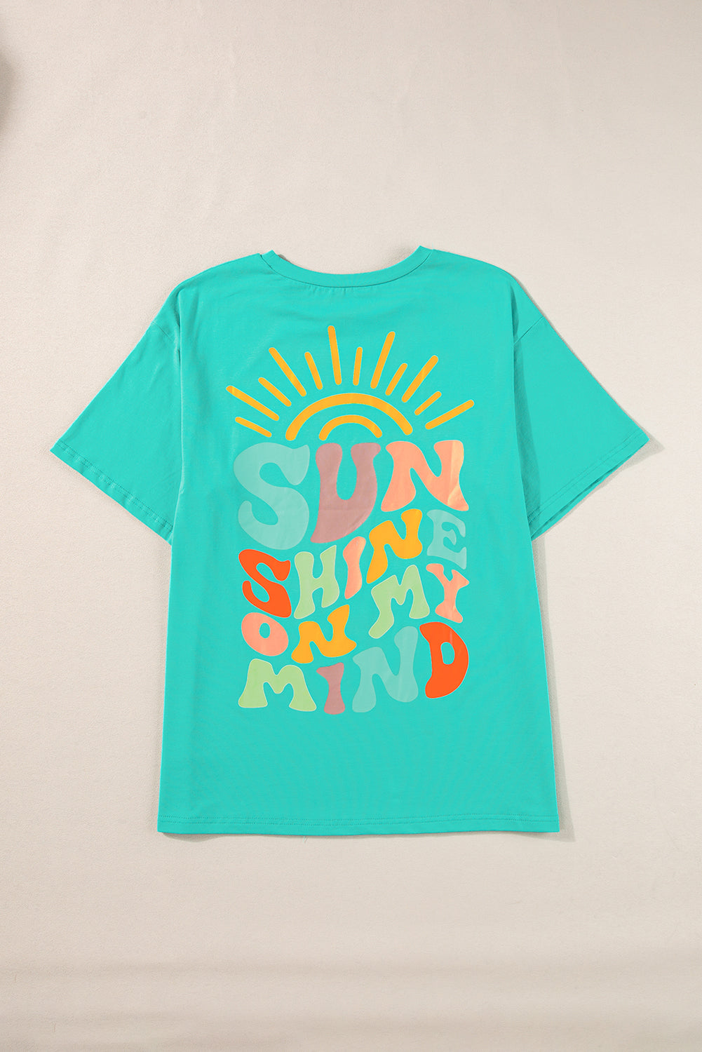 Mint Green SUNSHINE ON MY MIND Graphic Tee-Tops/Tops & Tees-[Adult]-[Female]-2022 Online Blue Zone Planet