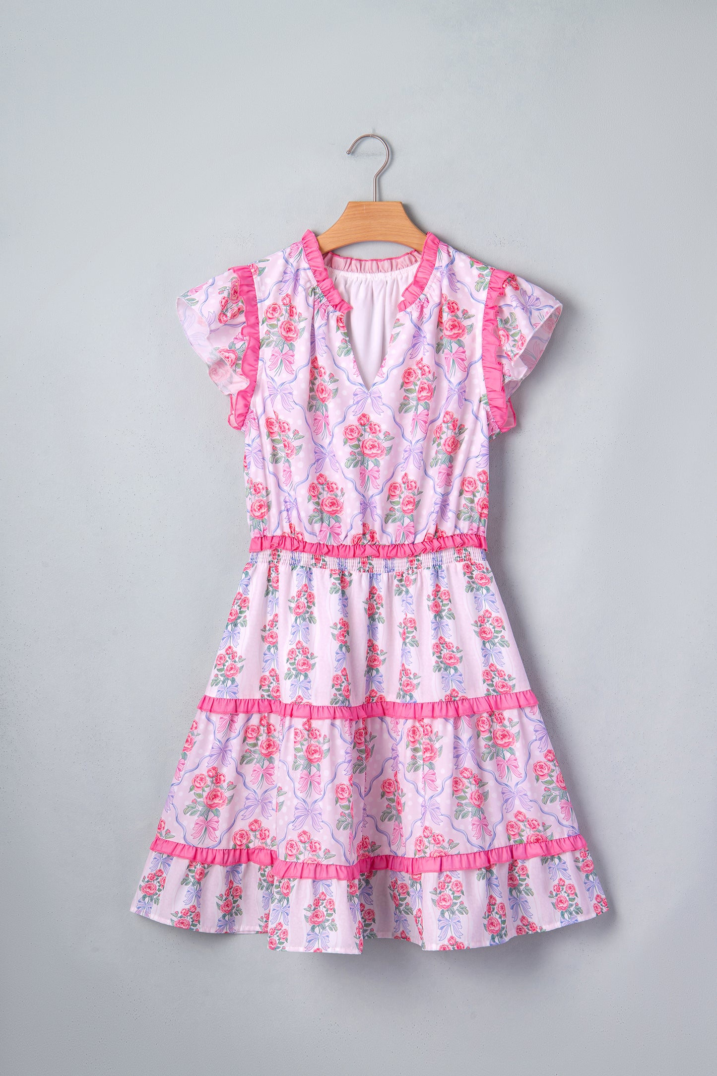 Purple Tiered Ruffles Sleeveless Summer Floral Dress-Dresses/Floral Dresses-[Adult]-[Female]-2022 Online Blue Zone Planet