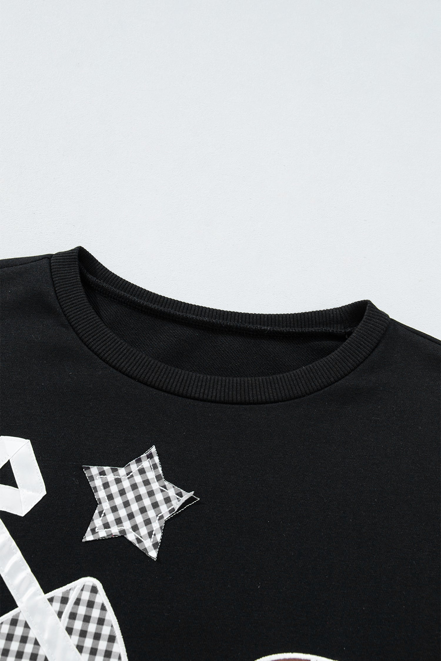 Racing Red Gingham Patch Embroidered Rugby Game Day Stars Sweatshirt-Tops/Sweatshirts & Hoodies-[Adult]-[Female]-2022 Online Blue Zone Planet
