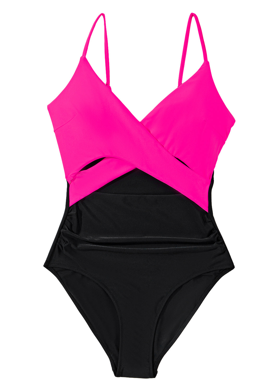 Rose Red Crossover Colorblock Cutout One Piece Swimsuit Blue Zone Planet