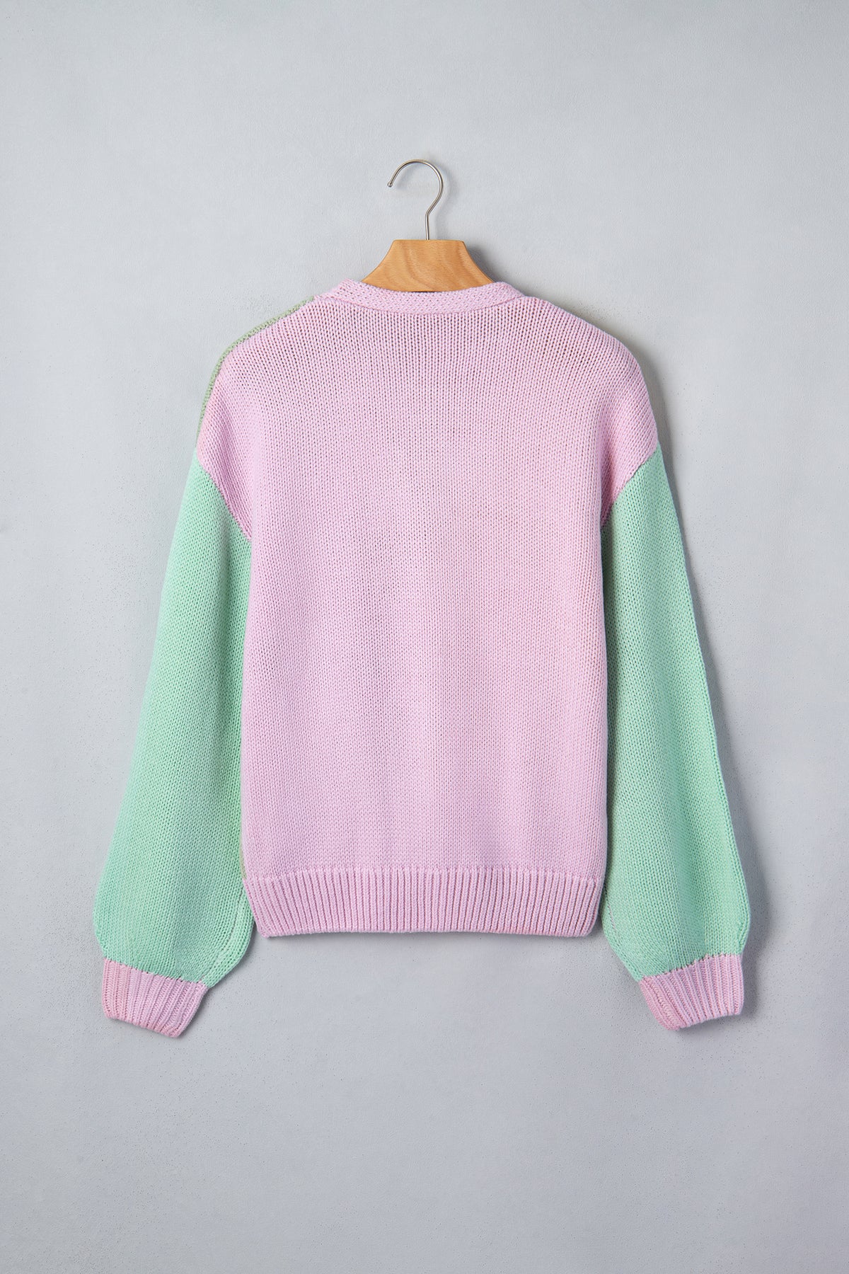 Yellow V Neck Drop Shoulder Patchwork Regular Wash Knitwear Cardigan-Sweaters & Cardigans/Cardigans-[Adult]-[Female]-2022 Online Blue Zone Planet