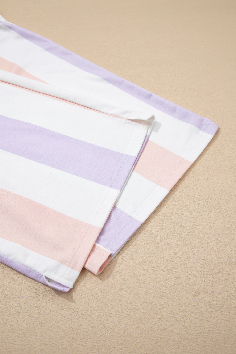 Purple Stripe Multicolored Print Drawstring Loose Pants with Side Pockets-Bottoms/Pants & Culotte-[Adult]-[Female]-2022 Online Blue Zone Planet