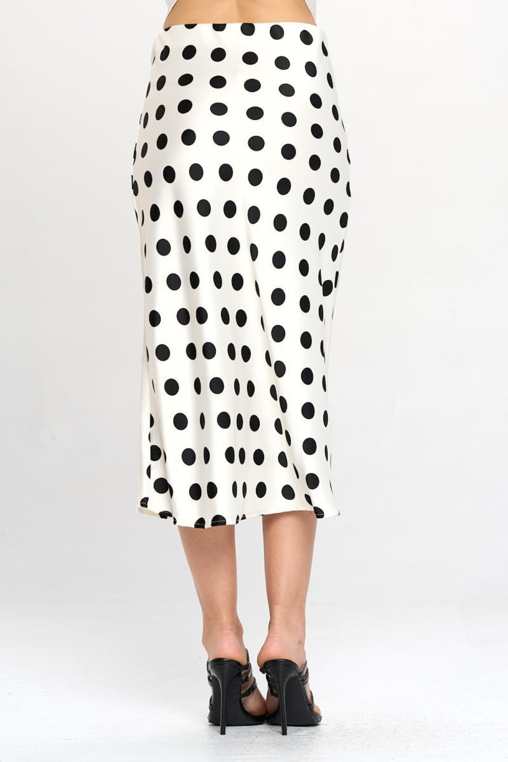 RENEE C Polka Dot Satin Midi Skirt-TOPS / DRESSES-[Adult]-[Female]-2022 Online Blue Zone Planet