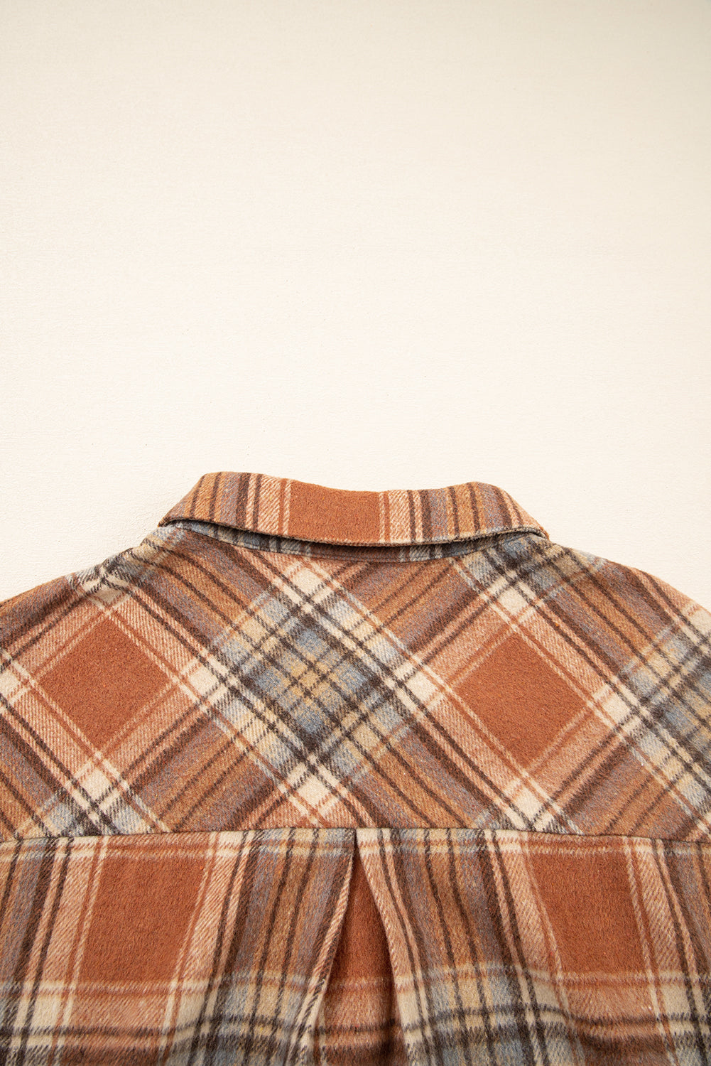 Brown Plaid Print Flap Pocket Buttoned Plus Size Shacket-Plus Size/Plus Size Outerwear-[Adult]-[Female]-2022 Online Blue Zone Planet