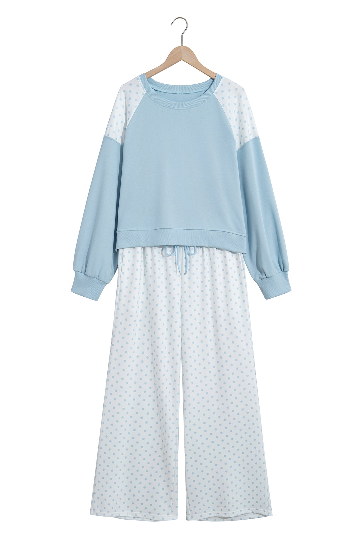 Khaki Polka Dot Patchwork Colorblock Long Sleeve Casual Two Piece Pants Set-Two Piece Sets/Pant Sets-[Adult]-[Female]-2022 Online Blue Zone Planet