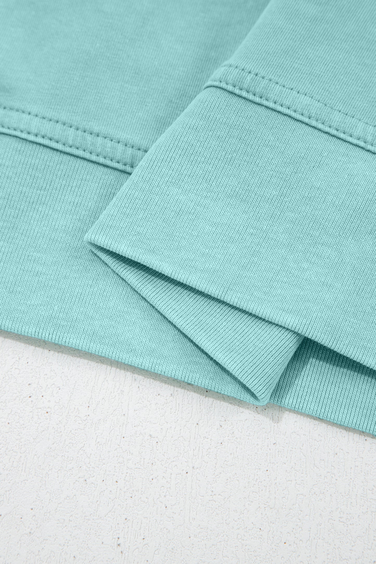 Mint Green Raw Cut Notched Neck Lace Patchwork Detail Mineral Wash Tee-Tops/Tops & Tees-[Adult]-[Female]-2022 Online Blue Zone Planet