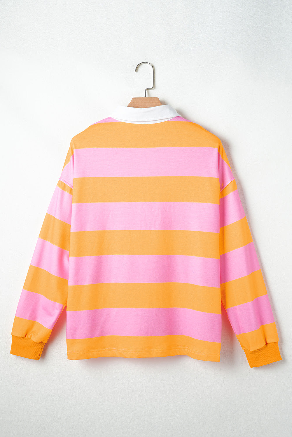 Contrast Striped Collared Neck Long Sleeve Sweatshirt-TOPS / DRESSES-[Adult]-[Female]-2022 Online Blue Zone Planet