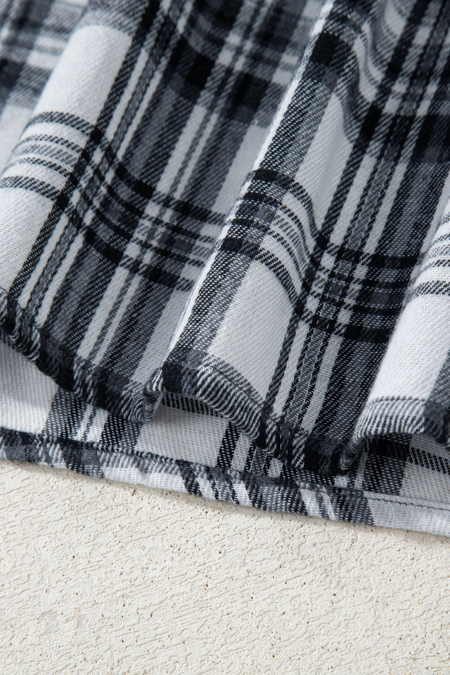 Gray Plaid Patchwork Long Sleeve Button Hooded Blouse-Tops / Dresses-[Adult]-[Female]-2022 Online Blue Zone Planet