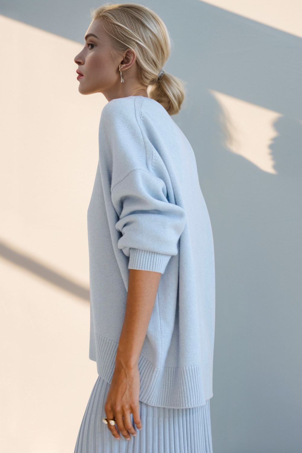 Basic Bae Round Neck Dropped Shoulder Sweater-TOPS / DRESSES-[Adult]-[Female]-2022 Online Blue Zone Planet