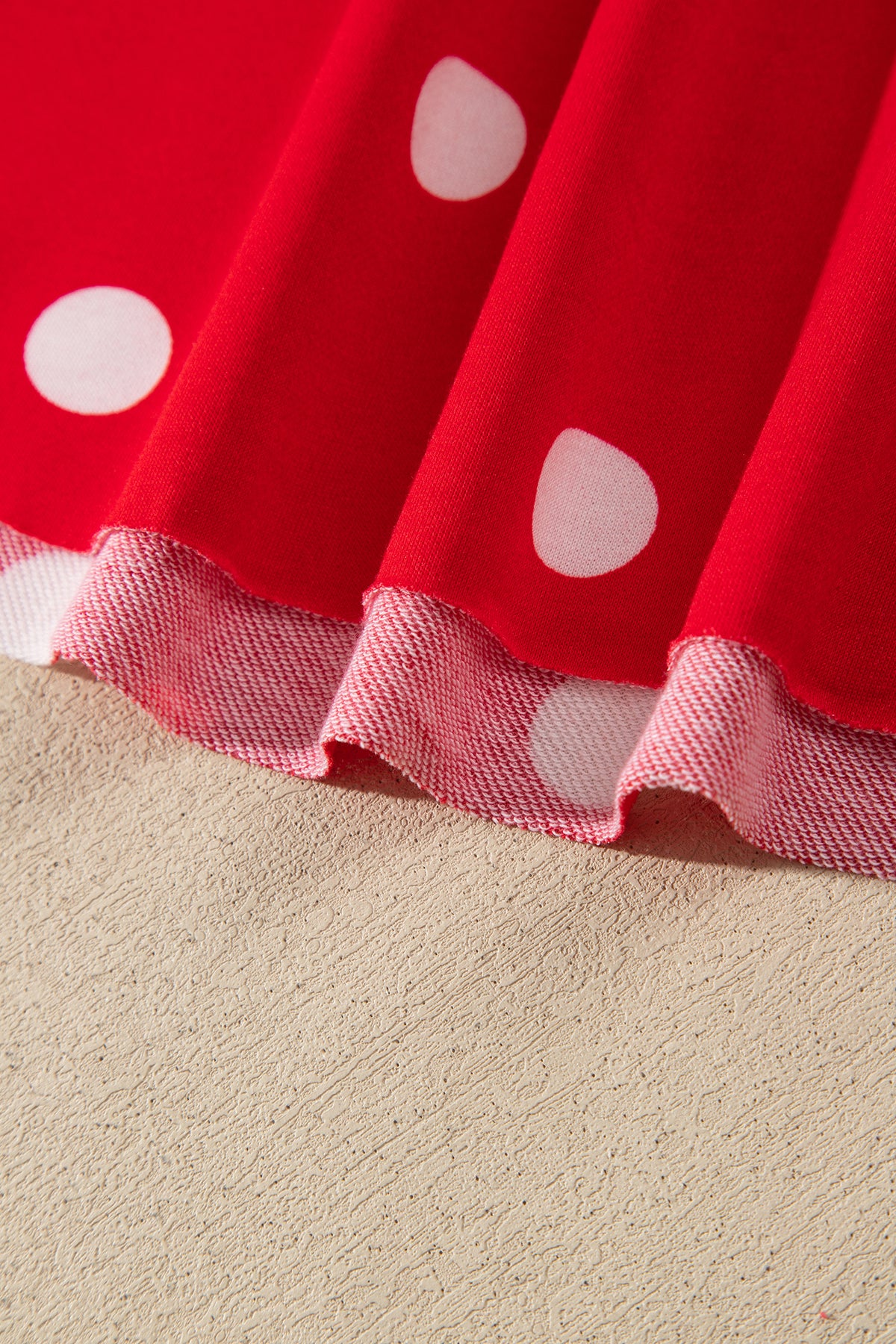 Red Polka Dot Raw Hem Relaxed Pullover Loose Skort Two Piece Set-Two Piece Sets/Two Piece Dresses-[Adult]-[Female]-2022 Online Blue Zone Planet