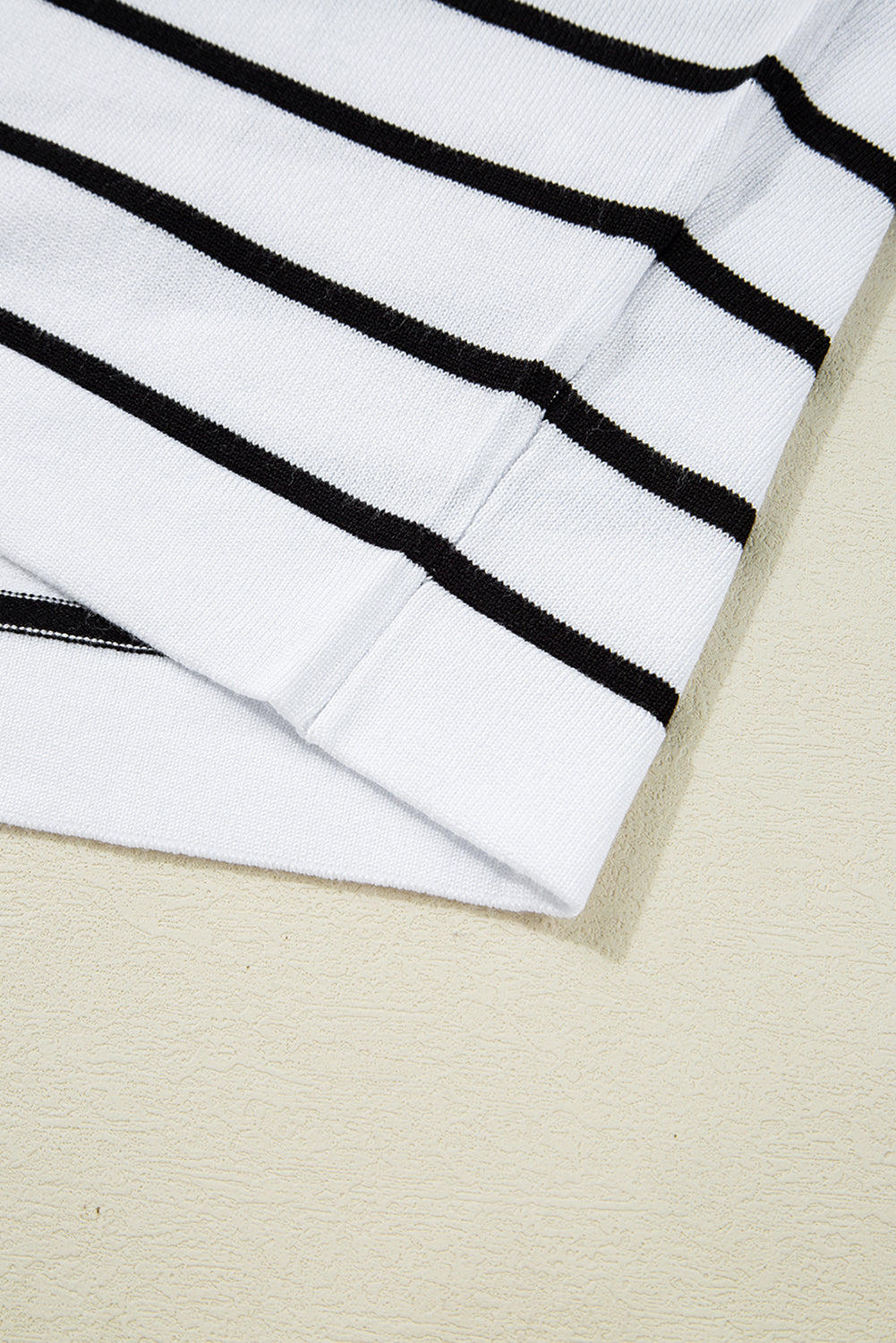 White Stripe Knitted Bat Sleeve T Shirt-Sweaters & Cardigans/Short Sleeve Sweaters-[Adult]-[Female]-2022 Online Blue Zone Planet