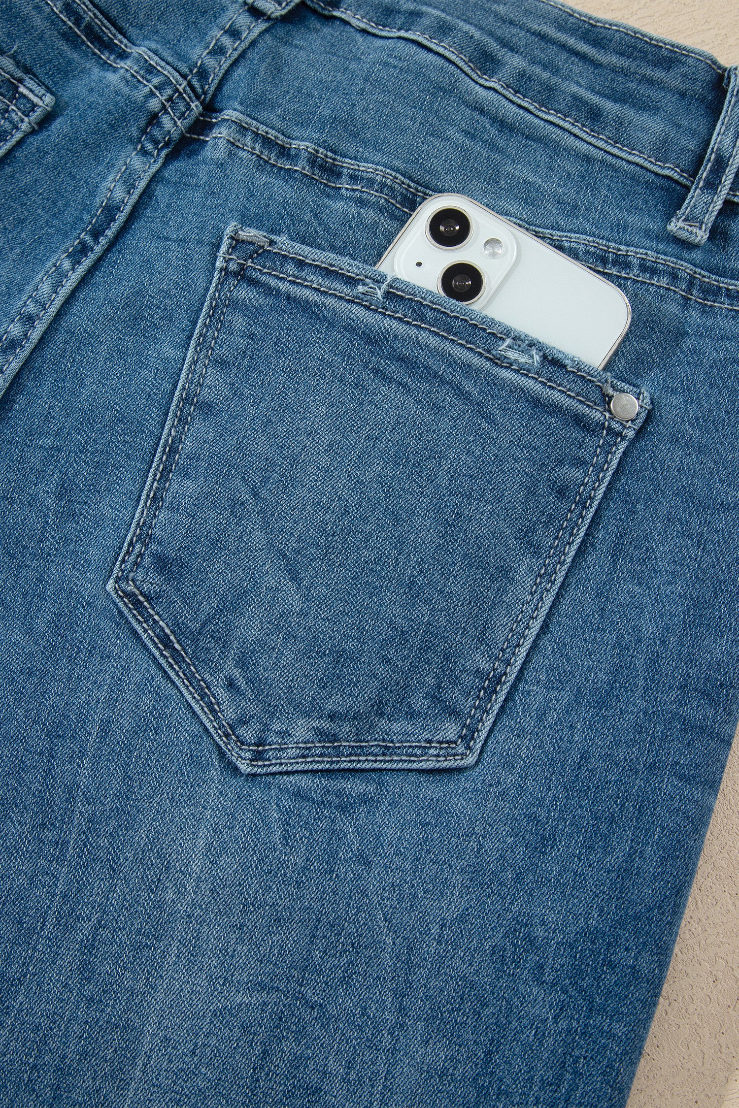 Ashleigh Blue High Waist Frayed Hem Flare Jeans-Bottoms/Jeans-[Adult]-[Female]-2022 Online Blue Zone Planet