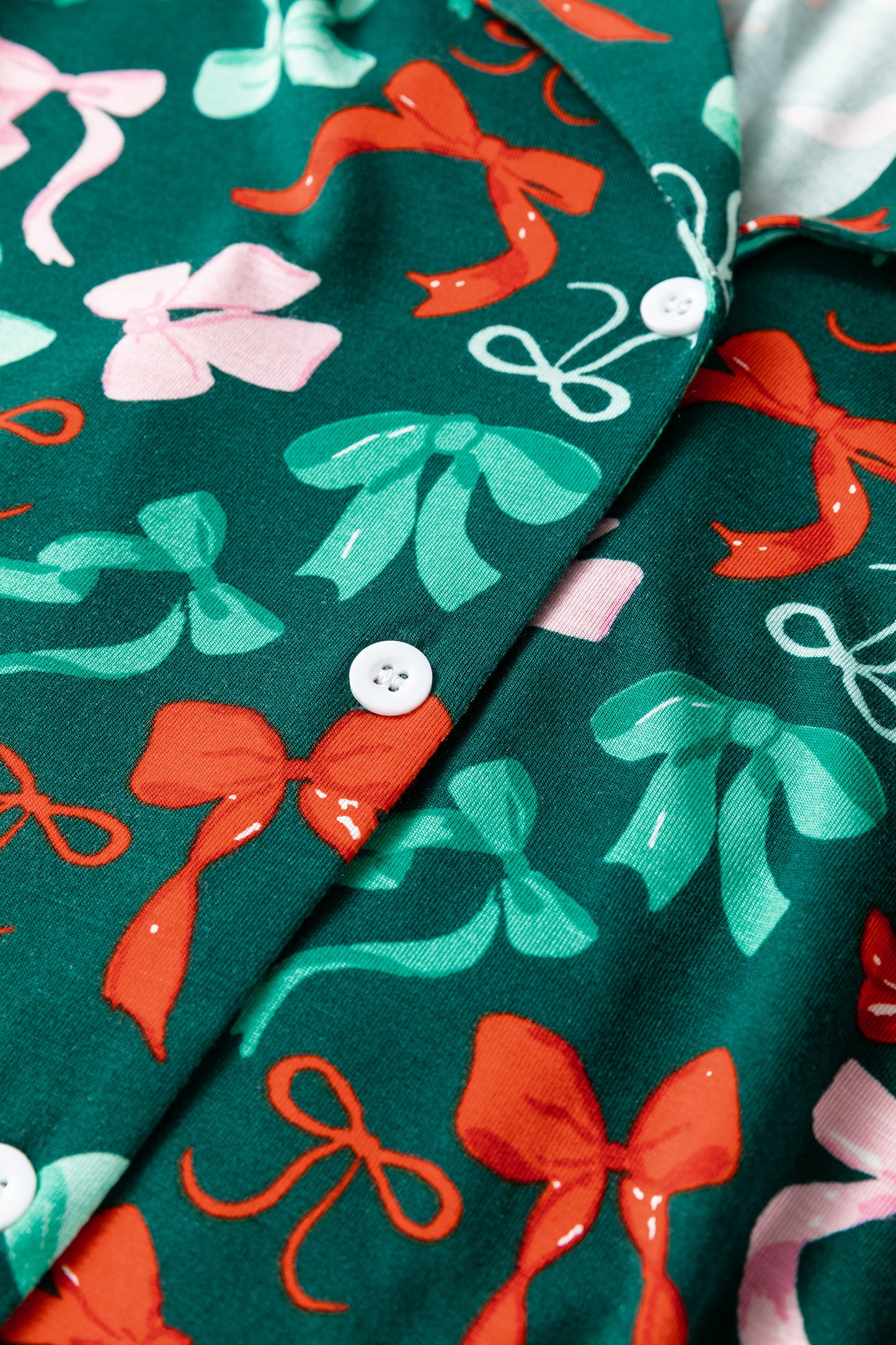 Green Festive Bow Print 2pcs Pajama Pant Set-Loungewear & Sleepwear/Sleepwear-[Adult]-[Female]-2022 Online Blue Zone Planet