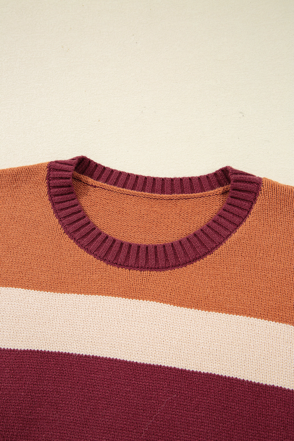 Brown Checkered Color Block Knitted Drop Shoulder Sweater-TOPS / DRESSES-[Adult]-[Female]-2022 Online Blue Zone Planet