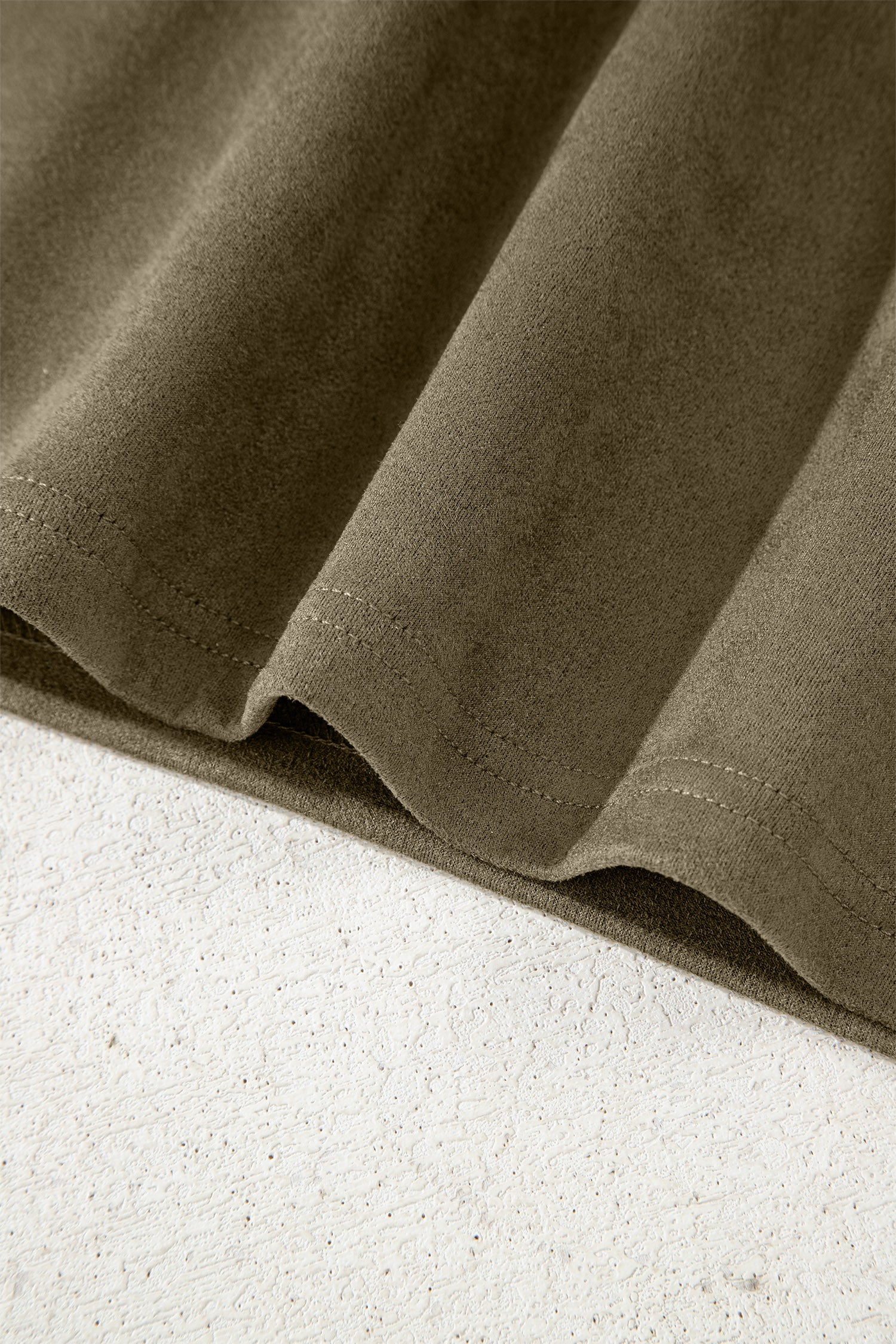 Moss Green Frilled Round Neck Short Puff Sleeve Shift Mini Dress-TOPS / DRESSES-[Adult]-[Female]-2022 Online Blue Zone Planet