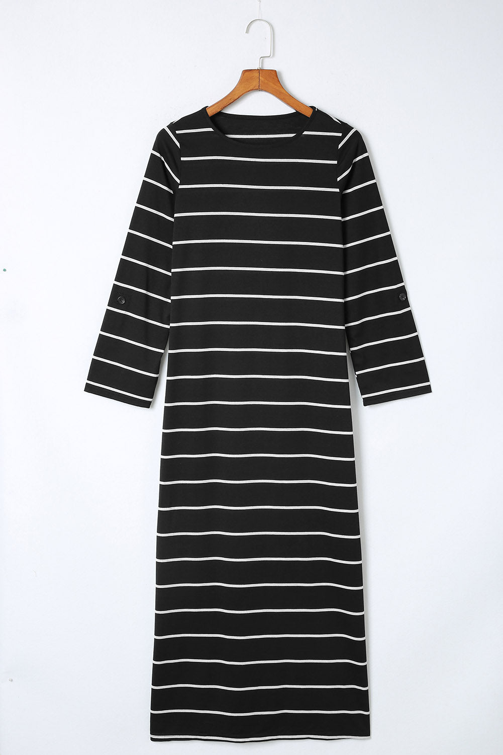 Blue Zone Planet | Apricot Striped Casual Slit Long Dress-TOPS / DRESSES-[Adult]-[Female]-2022 Online Blue Zone Planet