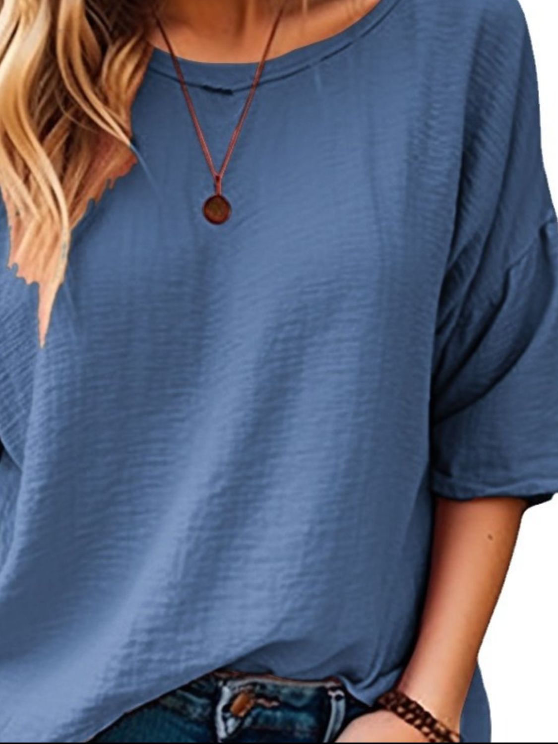 Full Size Round Neck Half Sleeve T-Shirt Plus Size-TOPS / DRESSES-[Adult]-[Female]-2022 Online Blue Zone Planet