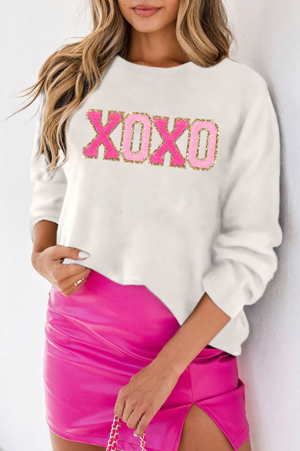 White Glitter Merry & Bright Round Neck Knit Sweater-Sweaters-[Adult]-[Female]-White-2-S-2022 Online Blue Zone Planet