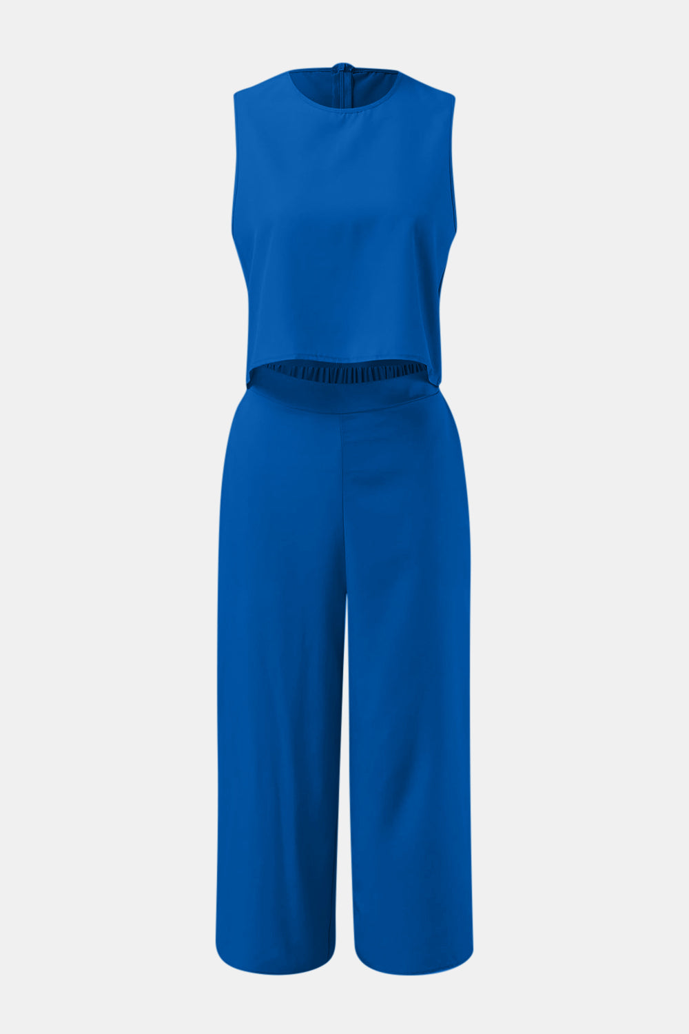 Round Neck Top and Wide Leg Pants Set-TOPS / DRESSES-[Adult]-[Female]-2022 Online Blue Zone Planet