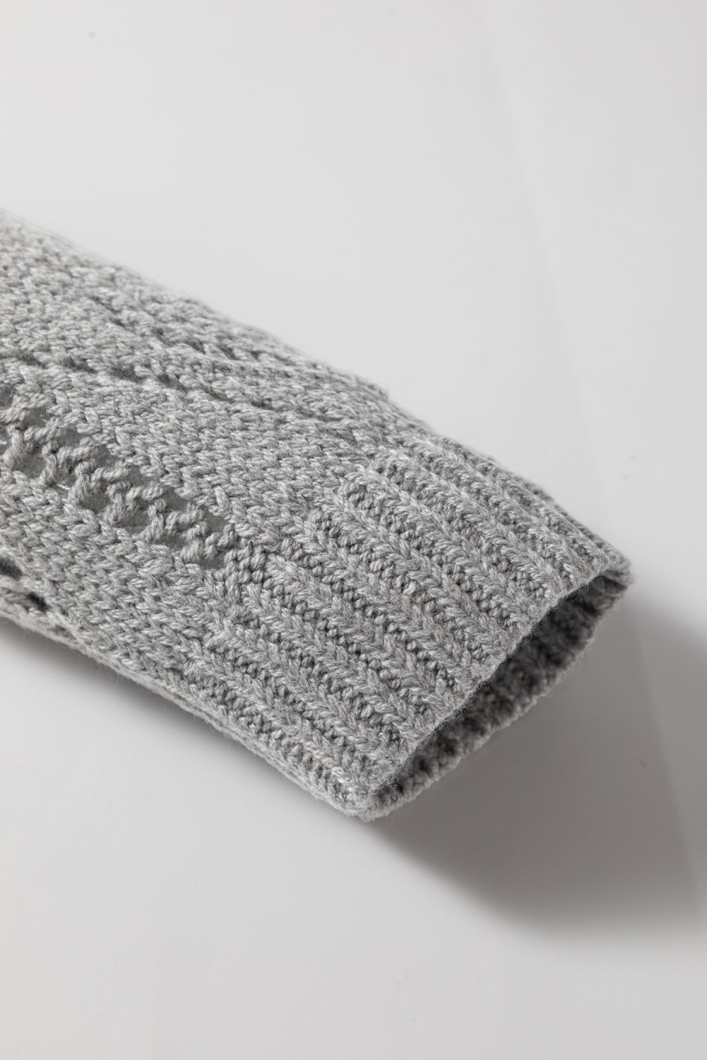 Gray Hollow-out Openwork Knit Cardigan-Sweaters & Cardigans/Cardigans-[Adult]-[Female]-2022 Online Blue Zone Planet