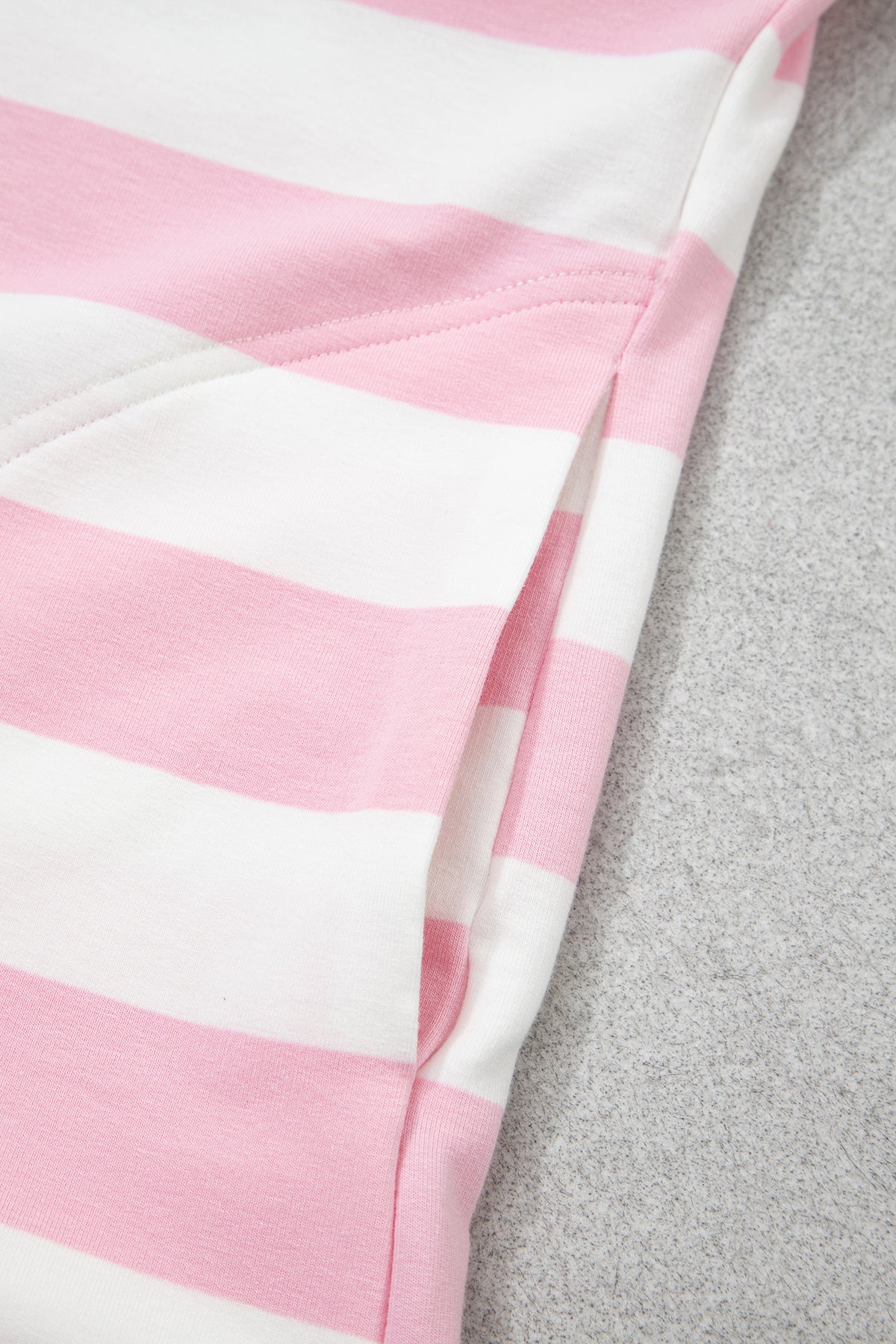 Pink Stripe Color Block Patchwork Zip Long Sleeve Top Elastic Waist Pants Set-Two Piece Sets/Pant Sets-[Adult]-[Female]-2022 Online Blue Zone Planet