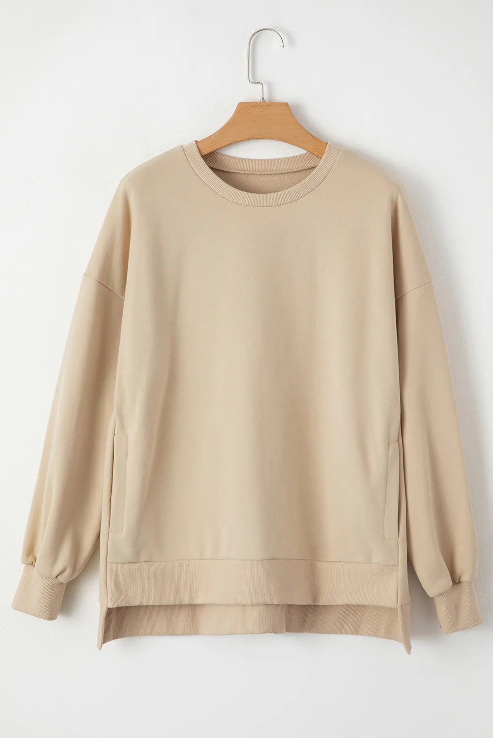 Round Neck Long Sleeve Sweatshirt-TOPS / DRESSES-[Adult]-[Female]-Dust Storm-S-2022 Online Blue Zone Planet