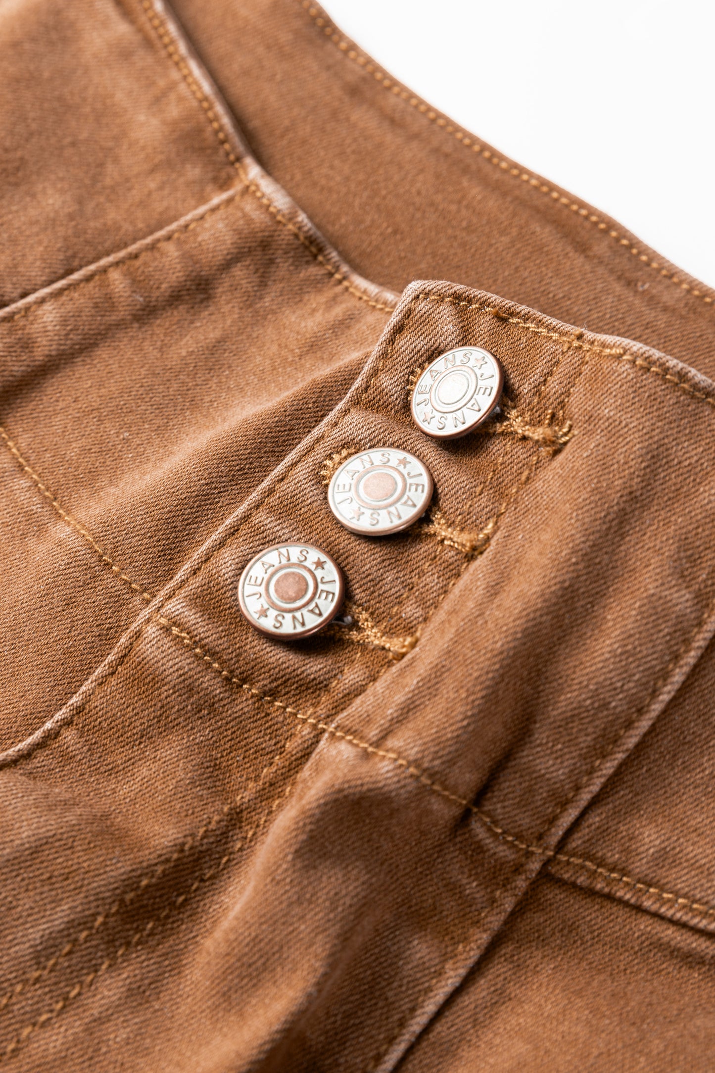 Coffee High Waist Button Fly Seamed Raw Hem Flare Jeans-Bottoms/Jeans-[Adult]-[Female]-2022 Online Blue Zone Planet