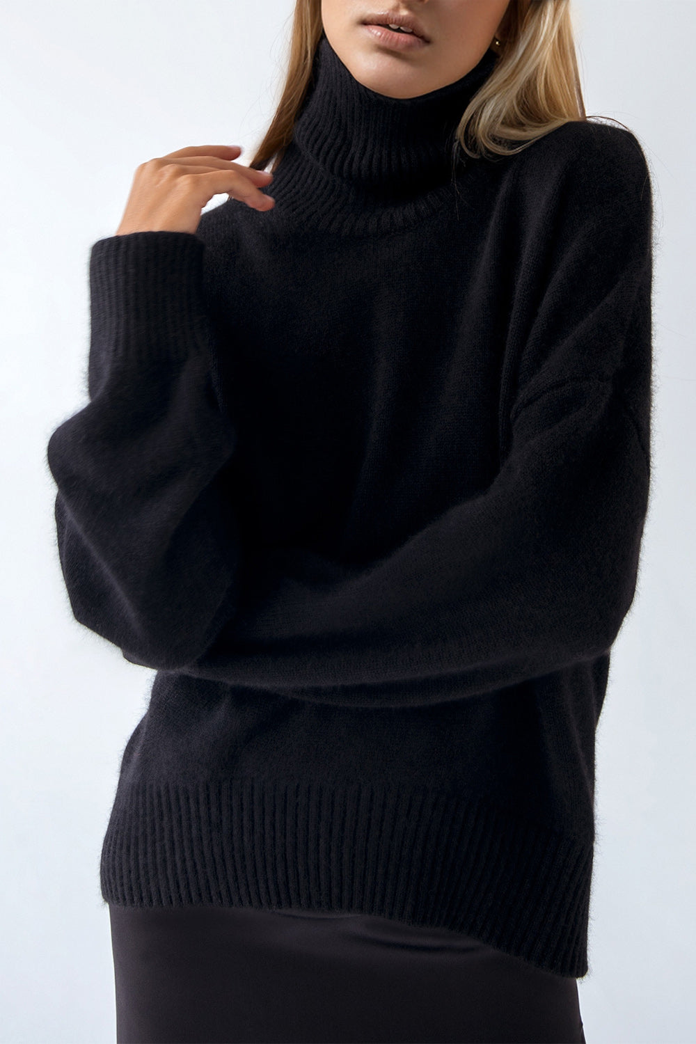 Basic Bae Turtleneck Dropped Shoulder Long Sleeve Sweater-TOPS / DRESSES-[Adult]-[Female]-2022 Online Blue Zone Planet