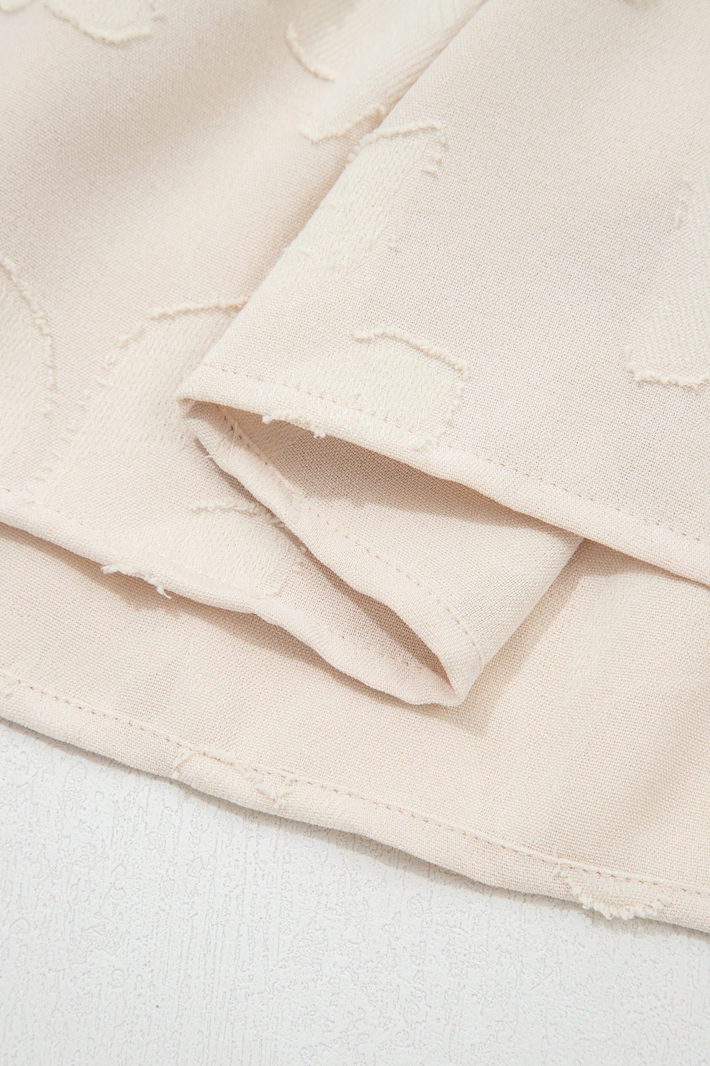 Parchment Long Sleeve Notched Neck Jacquard Tiered Mini Dress-TOPS / DRESSES-[Adult]-[Female]-2022 Online Blue Zone Planet