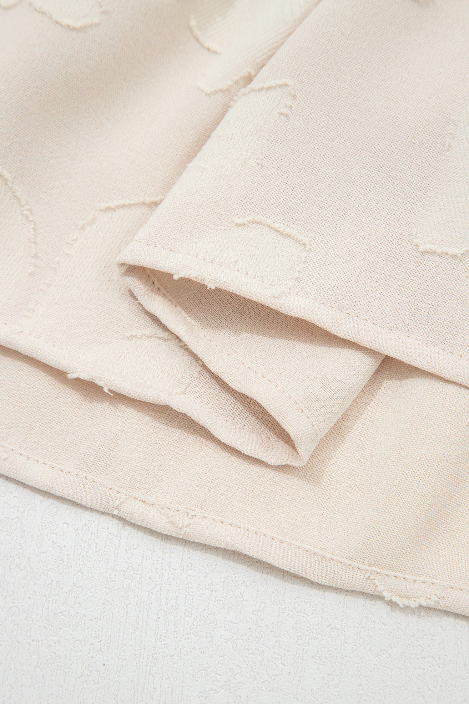 Parchment Long Sleeve Notched Neck Jacquard Tiered Mini Dress-TOPS / DRESSES-[Adult]-[Female]-2022 Online Blue Zone Planet